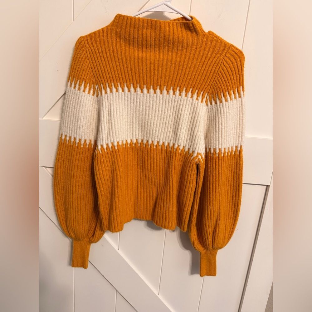 French Connection Sweater Women's XS Balloon Sleeve Cottagecore Colorblock Fall
